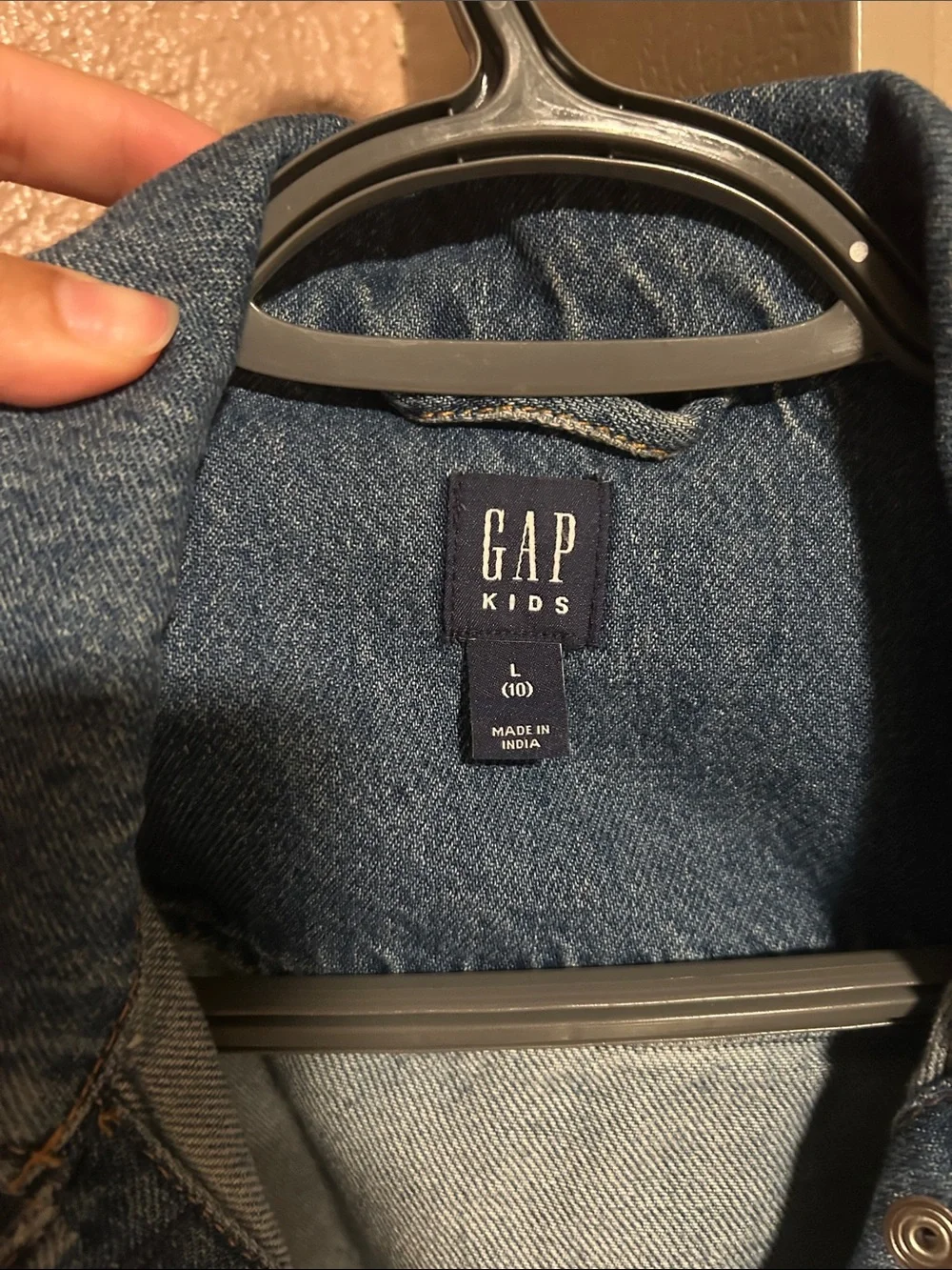 GAP Women's Dark Blue Denim Jacket with Shoulder Studs